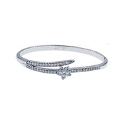 Paola Flower Cubic Zirconia Bangle Bracelet Silver, Bracelet Bangle Cuff - MOGHANT