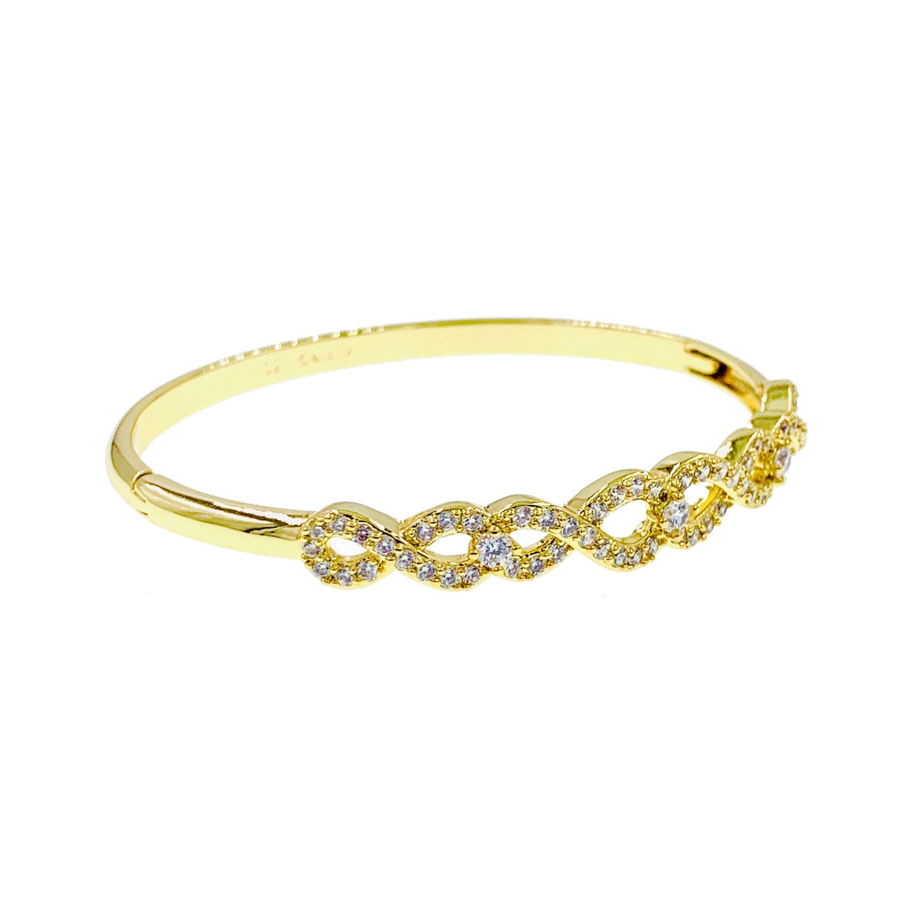 Gigi Cubic Zirconia Bangle Bracelet Gold, Bracelet Bangle Cuff - MOGHANT