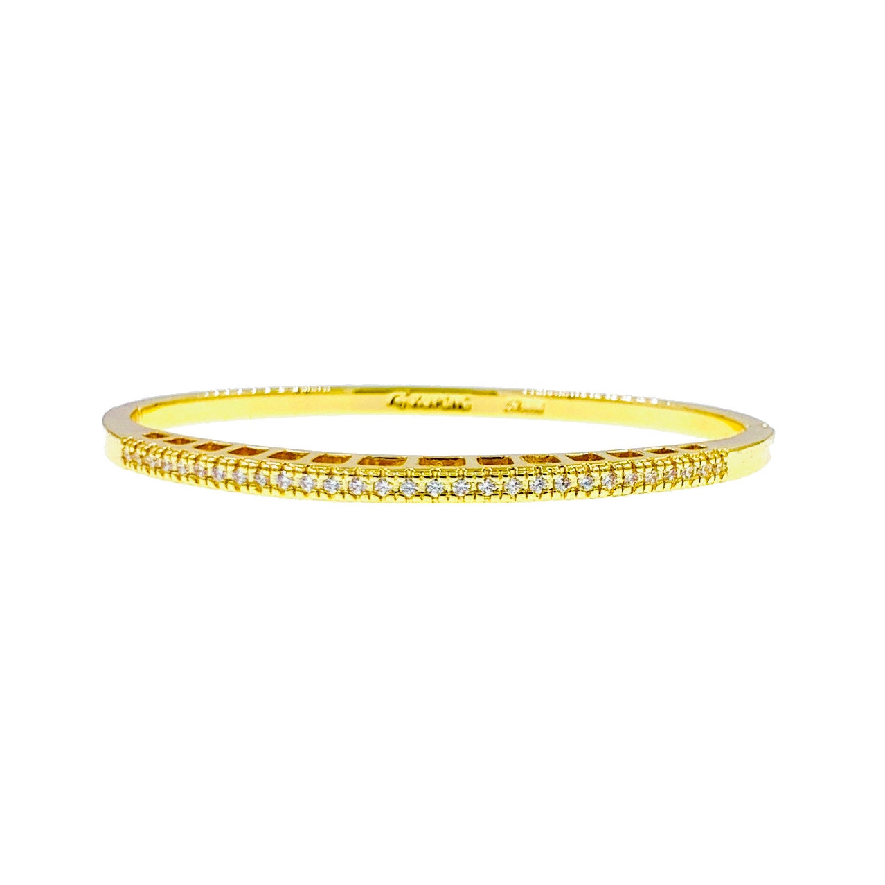 Esmé Cubic Zirconia Bangle Bracelet Gold, Bracelet Bangle Cuff - MOGHANT