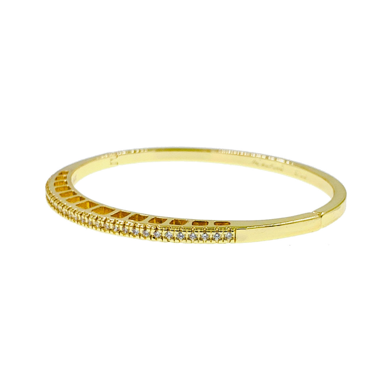 Esmé Cubic Zirconia Bangle Bracelet Gold, Bracelet Bangle Cuff - MOGHANT