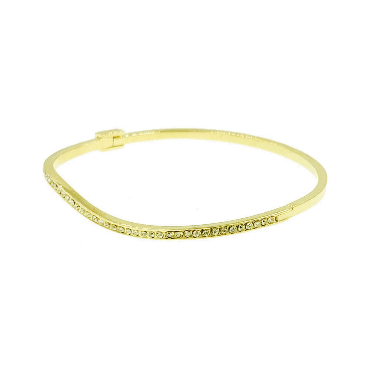 Inès Cubic Zirconia Bangle Bracelet Gold, Bracelet Bangle Cuff - MOGHANT