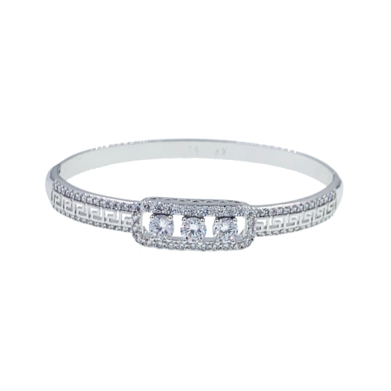 Drina Cubic Zirconia Bangle Bracelet Silver, Bracelet Bangle Cuff - MOGHANT