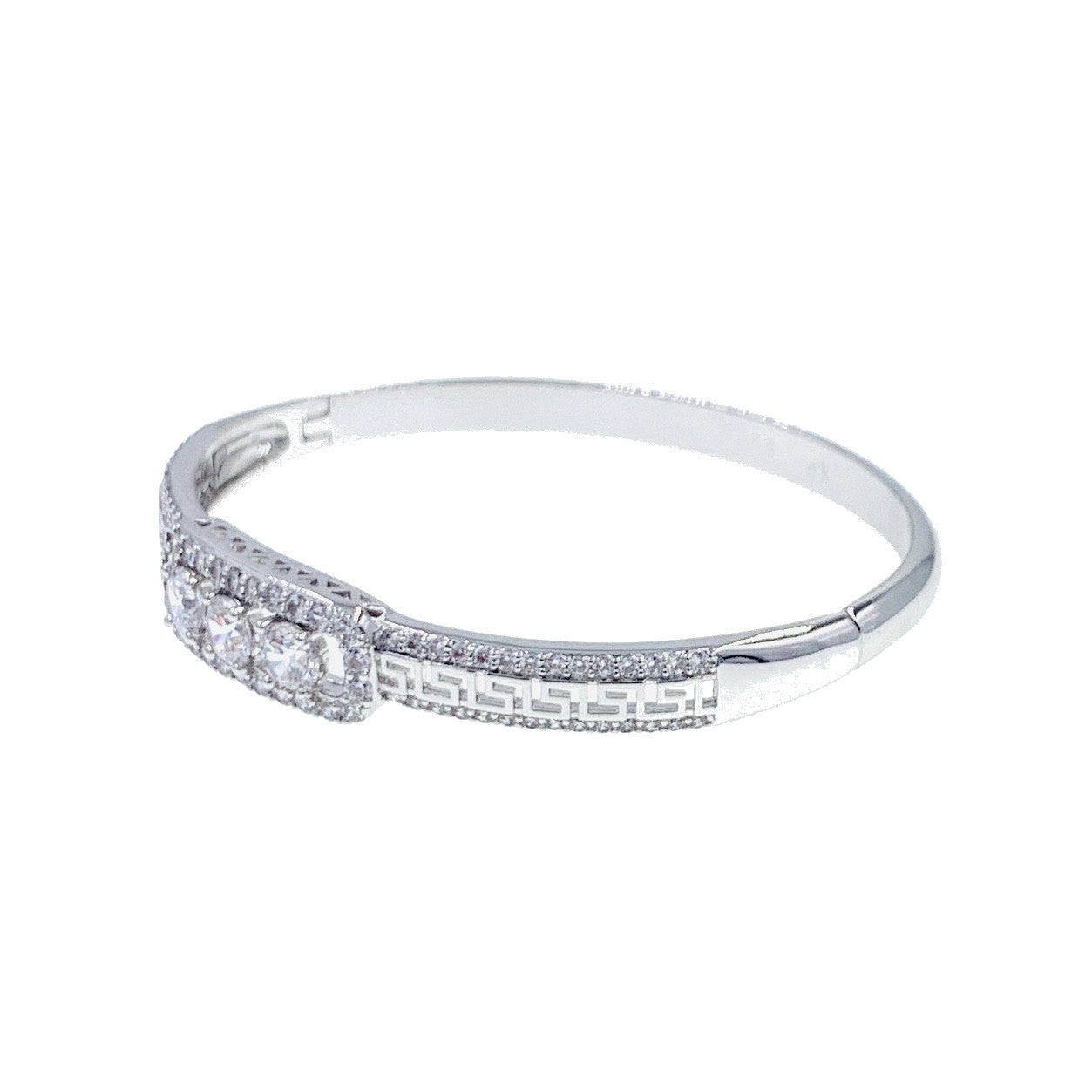 Drina Cubic Zirconia Bangle Bracelet Silver, Bracelet Bangle Cuff - MOGHANT