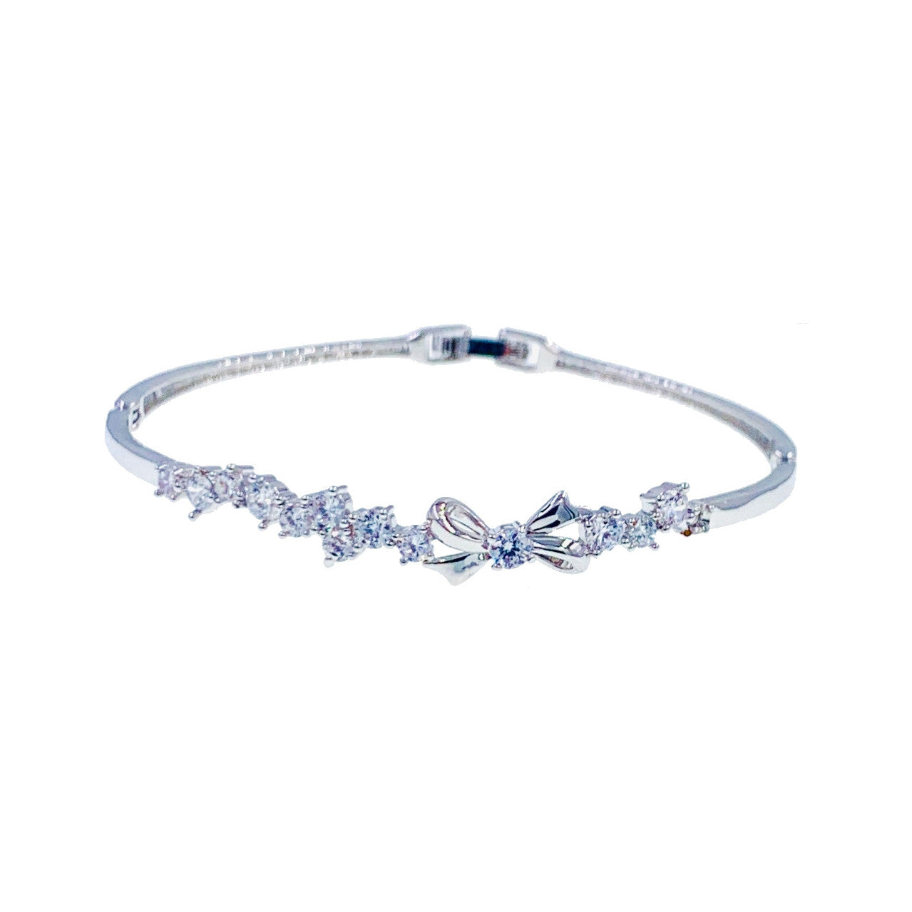 Anouk Bow Cubic Zirconia Bangle Bracelet Silver, Bracelet Bangle Cuff - MOGHANT