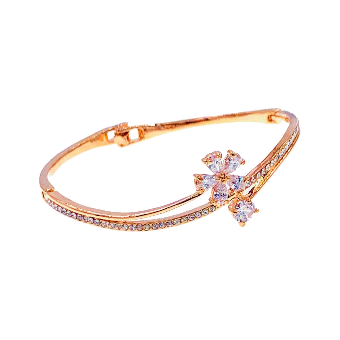 Sibley Flower Cubic Zirconia Bangle Bracelet, Bracelet Bangle Cuff - MOGHANT