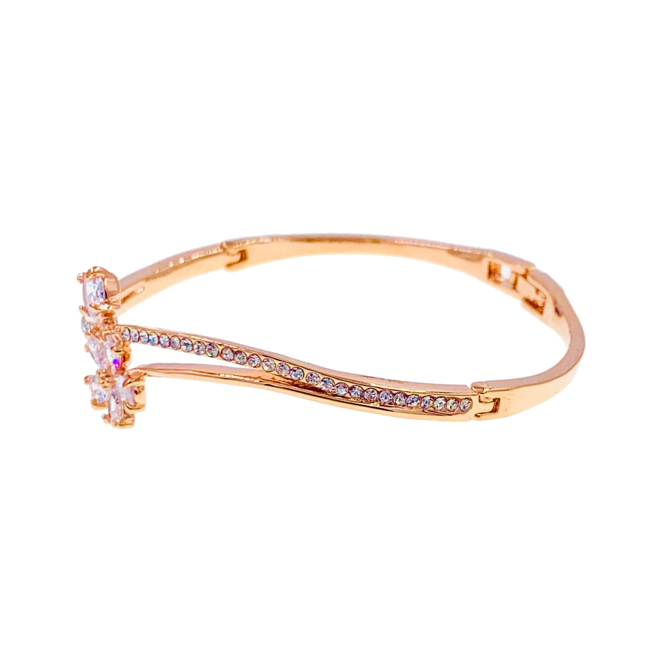 Sibley Flower Cubic Zirconia Bangle Bracelet, Bracelet Bangle Cuff - MOGHANT