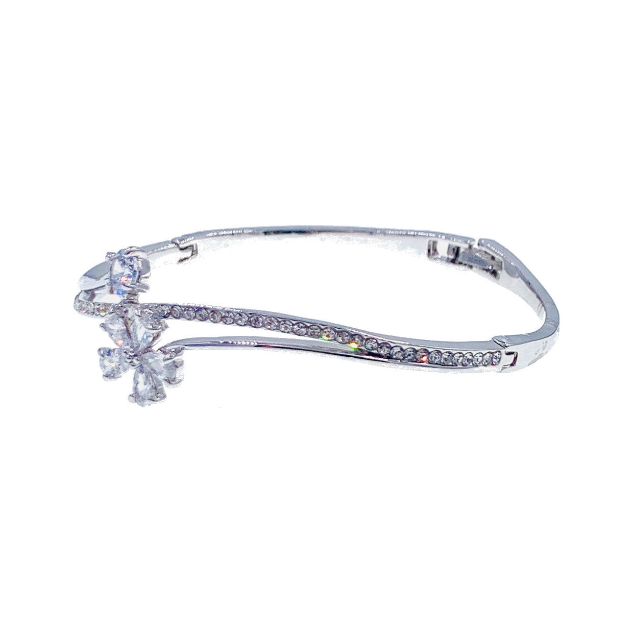 Sibley Flower Cubic Zirconia Bangle Bracelet, Bracelet Bangle Cuff - MOGHANT