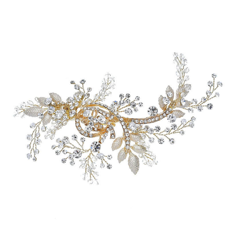 Liane Wedding Hair Comb Handmade with Austrian Crystals and Pearls Gold