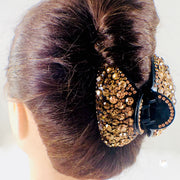 Crescent Hair Claw Jaw Clip Handmade use Swarovski Crystal acrylic base Brown, Hair Claw - MOGHANT