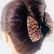 Crescent Hair Claw Jaw Clip Handmade use Swarovski Crystal acrylic base Pink Brown, Hair Claw - MOGHANT