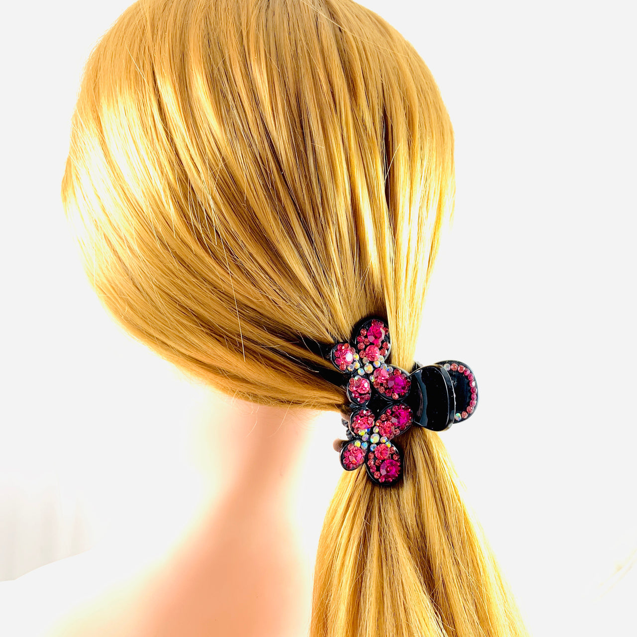 Bindi Paired Butterfly Hair Claw Jaw Clip Handmade use Swarovski Crystal acrylic base Magenta Hot Pink, Hair Claw - MOGHANT