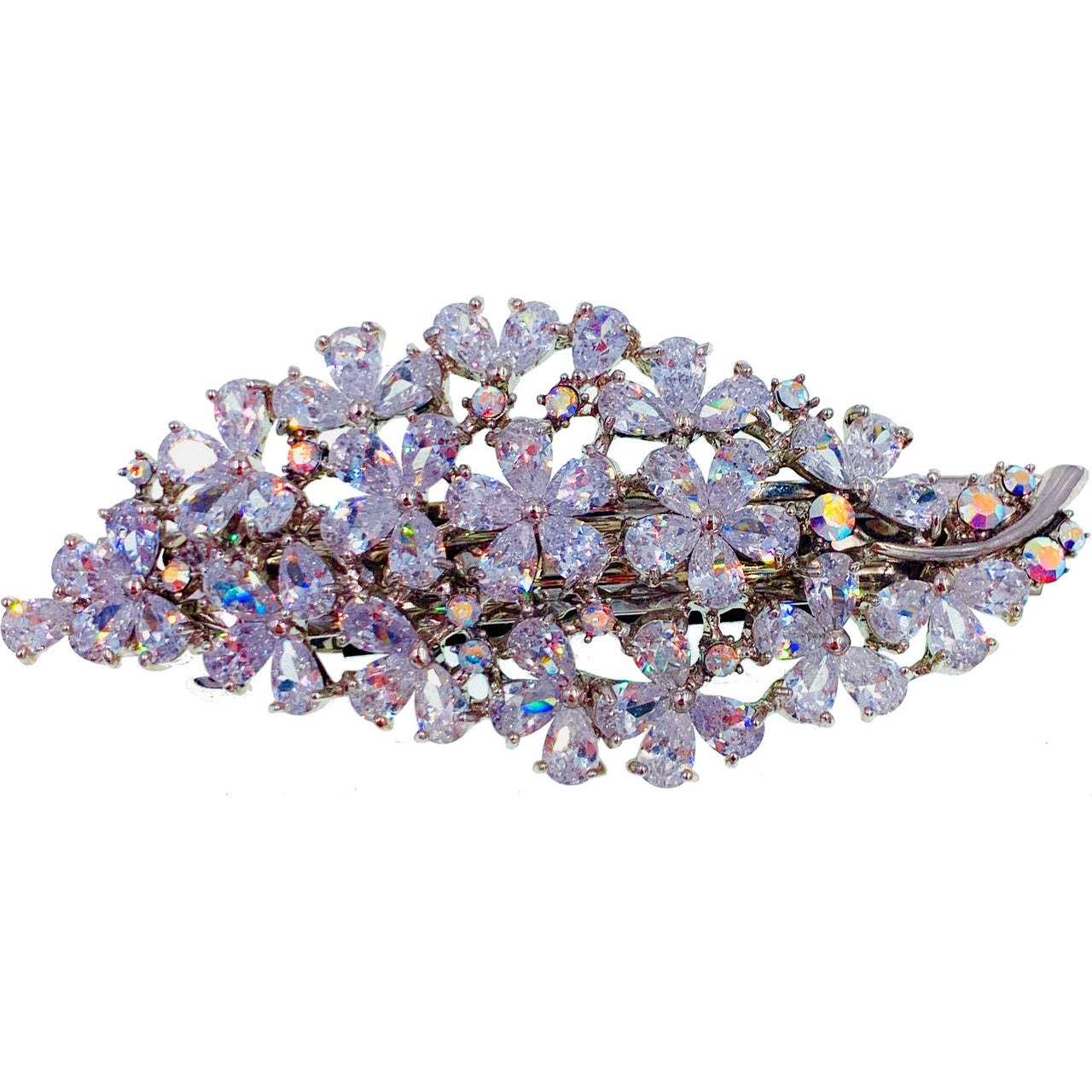 Evonne Geo Flower Barrette Cubic Zirconia CZ Crystal Swarovski Elementary Crystal, Barrette - MOGHANT