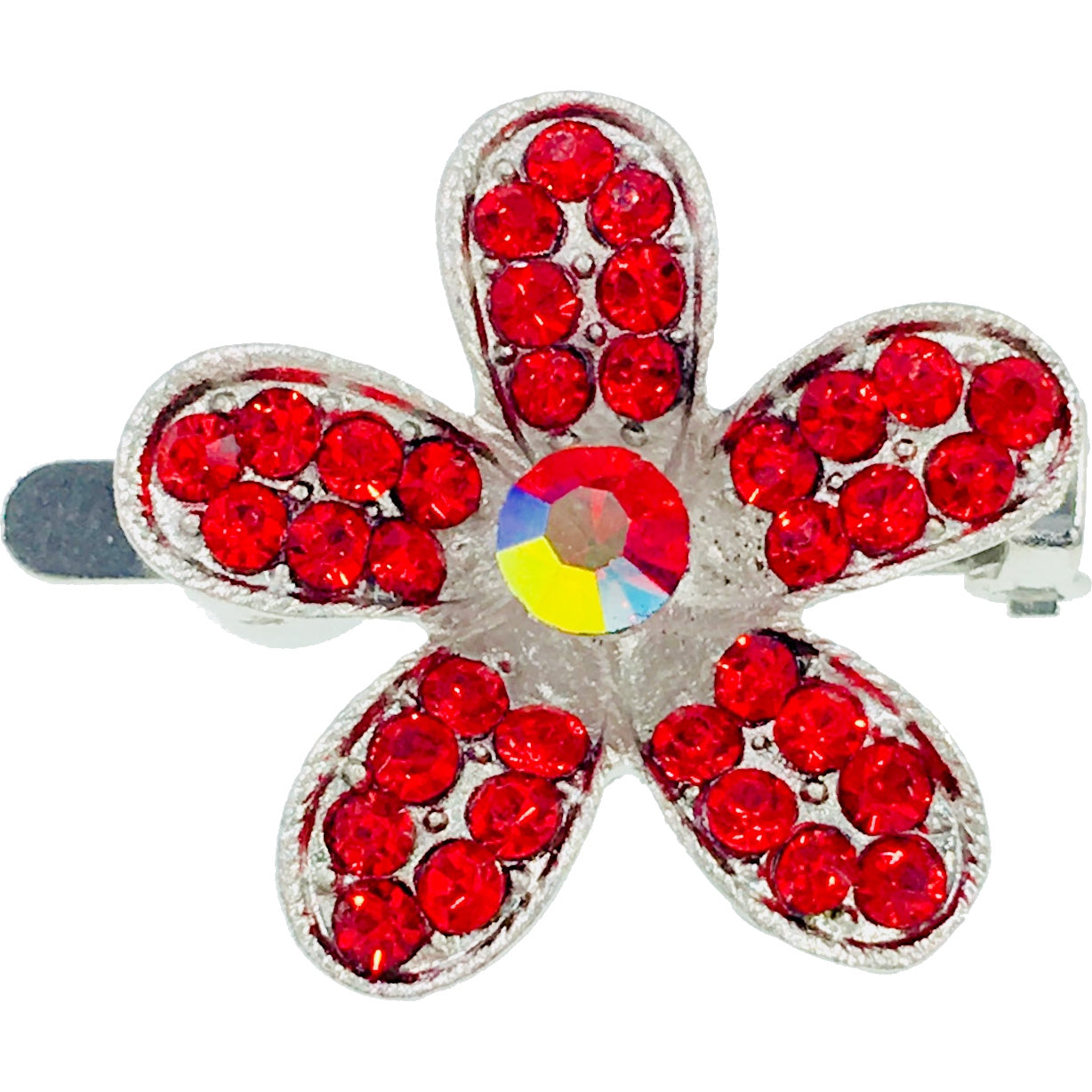 Buttercup Flower Magnetic Hair Clip use Rhinestone Crystal silver base AB Pink Red Purple Green Blue Brown, Magnetic Clip - MOGHANT