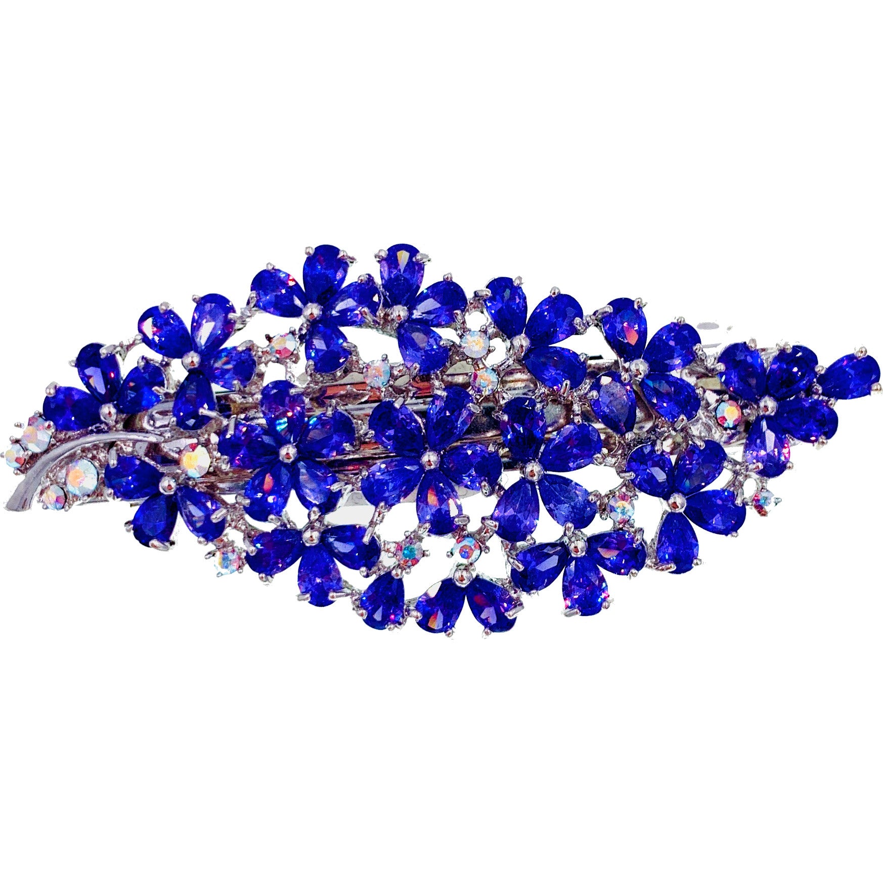 Evonne Geo Flower Barrette Cubic Zirconia CZ Crystal Swarovski Elementary Crystal, Barrette - MOGHANT