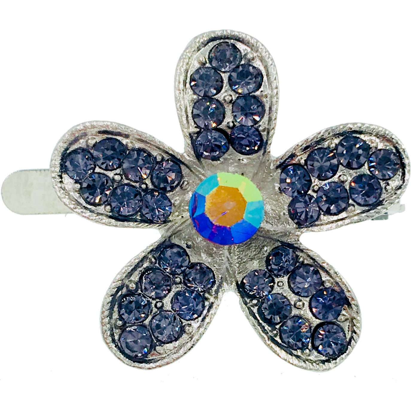 Buttercup Flower Magnetic Hair Clip use Rhinestone Crystal silver base AB Pink Red Purple Green Blue Brown, Magnetic Clip - MOGHANT