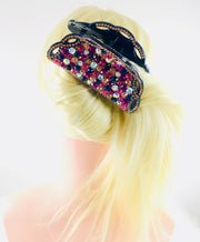 Crescent Shell Hair Claw Jaw Clip Handmade use Swarovski Crystal acrylic base Pink Multi Color Mix, Hair Claw - MOGHANT