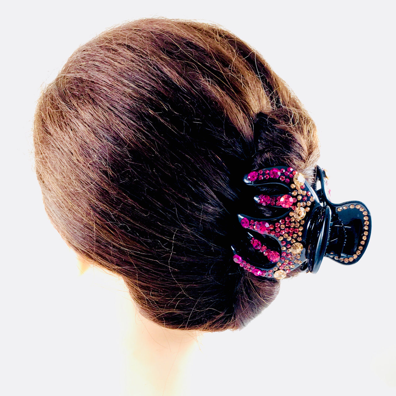 Colorful Octopus Hair Claw Jaw Clip Handmade use Swarovski Crystal acrylic base Pink Light Brown, Hair Claw - MOGHANT