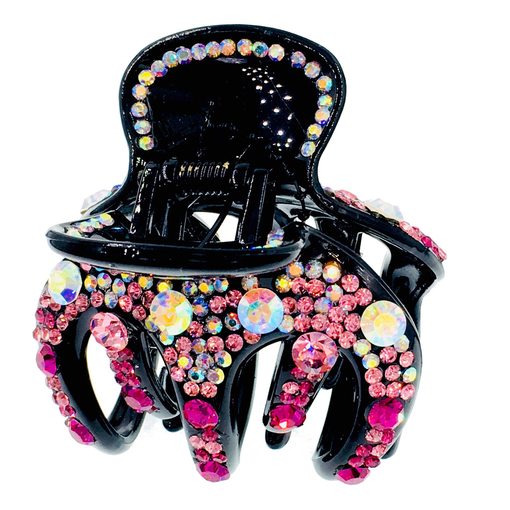 Colorful Octopus Hair Claw Jaw Clip Handmade use Swarovski Crystal acrylic base Pink AB, Hair Claw - MOGHANT