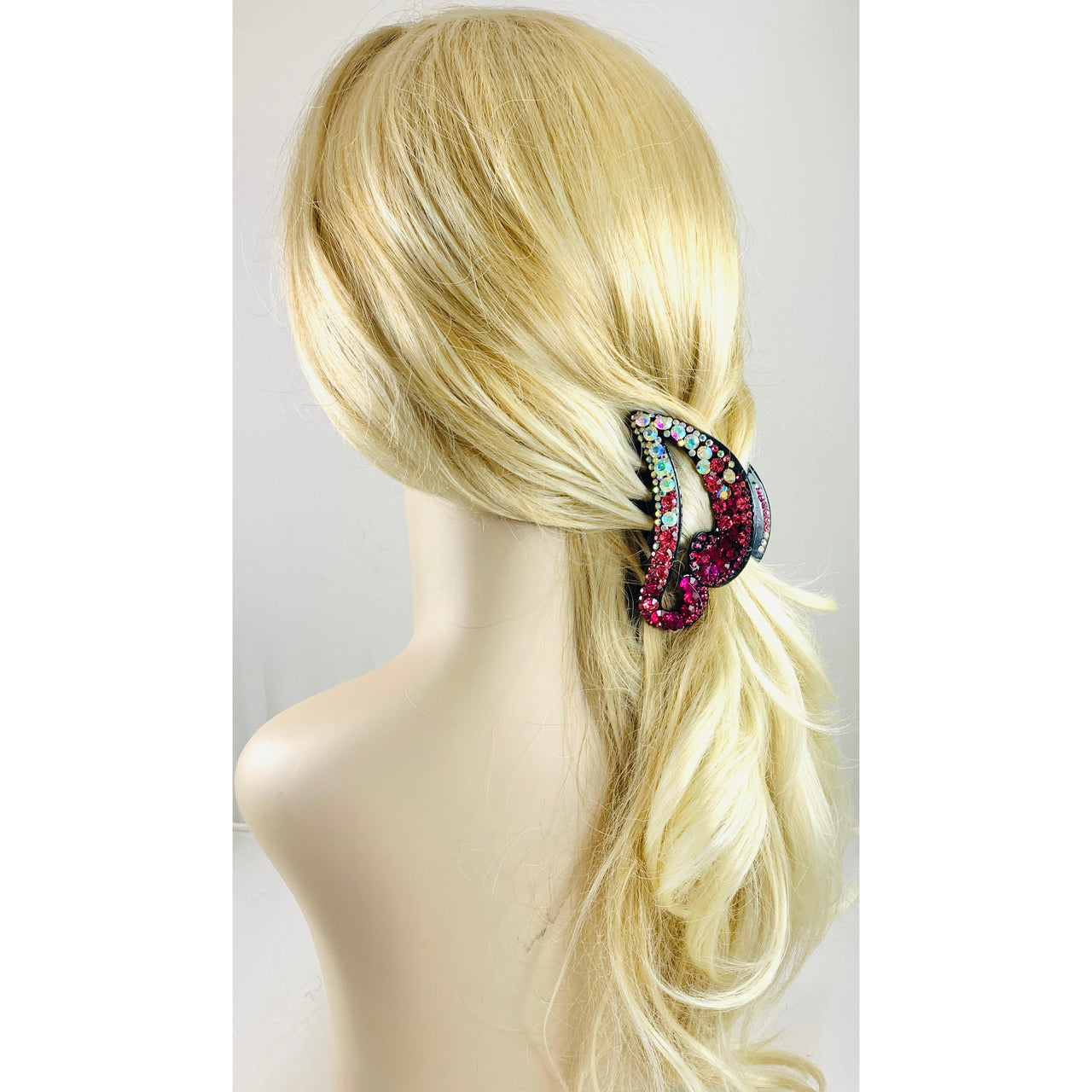 Geneva Handmade Heart Acrylic Hair Claw JAW Clip Rhinestone Crystal Hairpin, Hair Claw - MOGHANT
