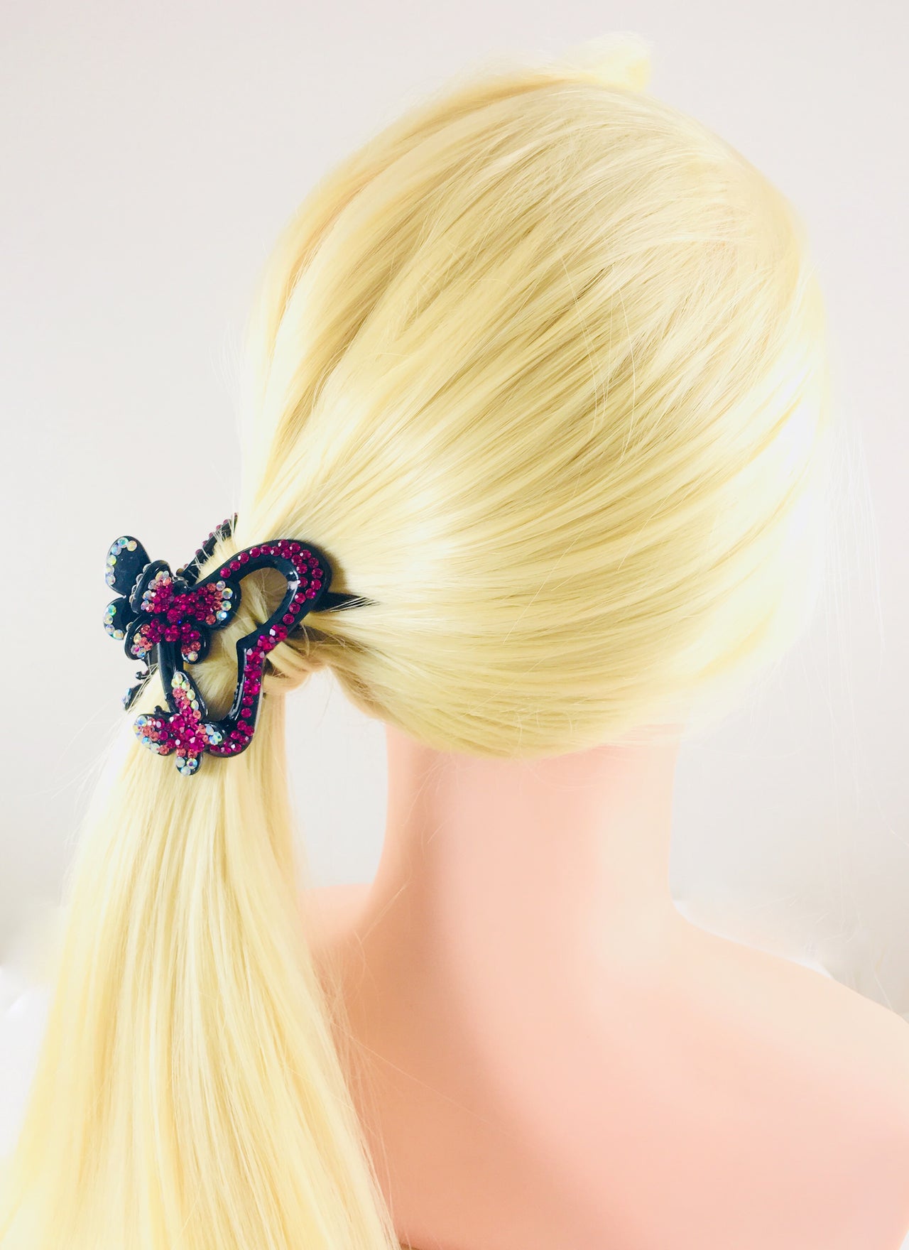 Butterfly Lovers Hair Claw Jaw Clip Handmade use Swarovski Crystal acrylic base Magenta, Hair Claw - MOGHANT