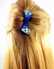 Urban Bow Knot Hair Clip Swarovski Crystal Clamp Acrylic black base Royal Blue AB, Hair Clip - MOGHANT