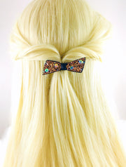 Urban Bow Knot Hair Clip Swarovski Crystal Clamp Acrylic black base Brown AB, Hair Clip - MOGHANT