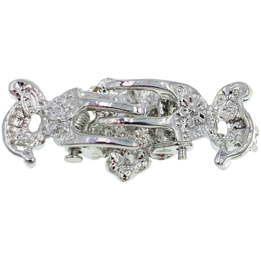 Valeria Small Metal Flower Hair Claw Jaw Clip Rhinestone Crystal, Hair Claw - MOGHANT