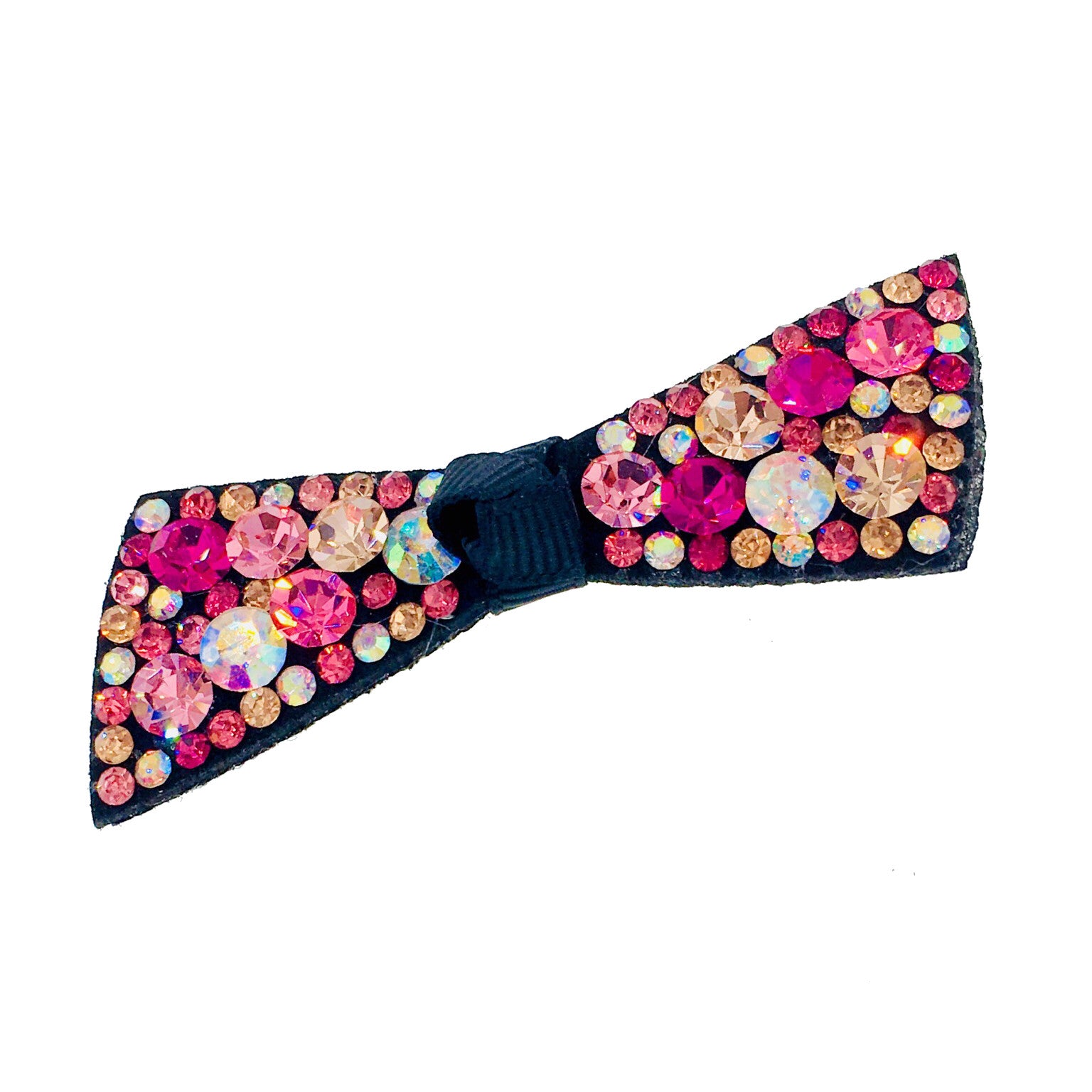 Urban Bow Knot Hair Clip Swarovski Crystal Clamp Acrylic black base AB Hot Rose Pink, Hair Clip - MOGHANT