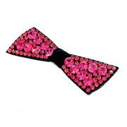 Urban Bow Knot Hair Clip Swarovski Crystal Clamp Acrylic black base Hot Rose Pink, Hair Clip - MOGHANT