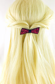 Urban Bow Knot Hair Clip Swarovski Crystal Clamp Acrylic black base Hot Rose Pink, Hair Clip - MOGHANT