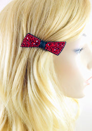 Urban Bow Knot Hair Clip Swarovski Crystal Clamp Acrylic black base Red, Hair Clip - MOGHANT