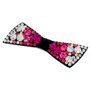 Urban Bow Knot Hair Clip Swarovski Crystal Clamp Acrylic black base Hot Rose Pink AB, Hair Clip - MOGHANT
