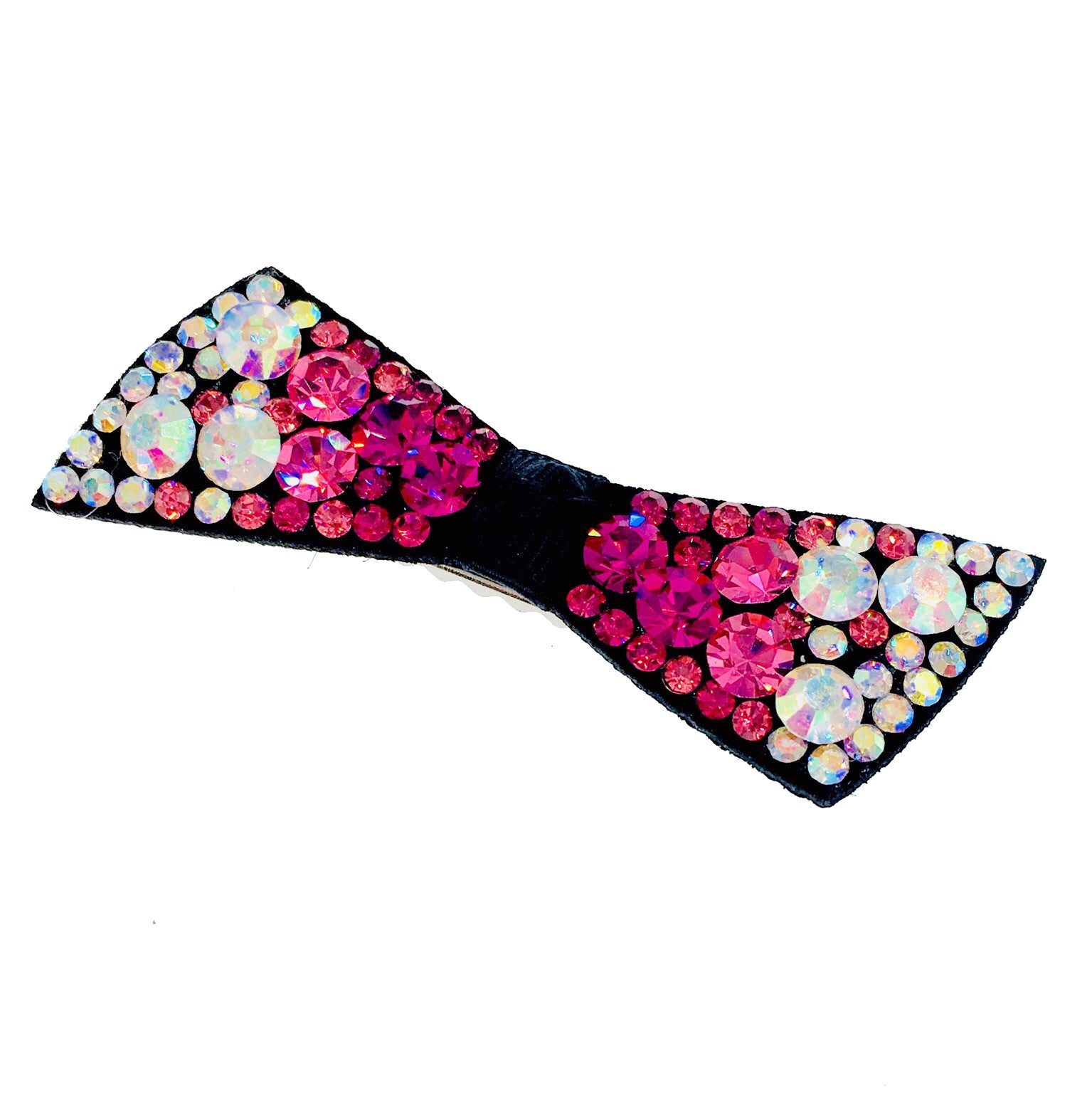 Urban Bow Knot Hair Clip Swarovski Crystal Clamp Acrylic black base Hot Rose Pink AB, Hair Clip - MOGHANT