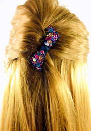 Urban Bow Knot Hair Clip Swarovski Crystal Clamp Acrylic black base Multi color, Hair Clip - MOGHANT