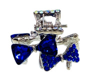 Ogino Small Size Double Bow Metal Hair Claw Jaw Clip Rhinestone Crystal, Hair Claw - MOGHANT