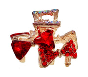 Ogino Small Size Double Bow Metal Hair Claw Jaw Clip Rhinestone Crystal, Hair Claw - MOGHANT