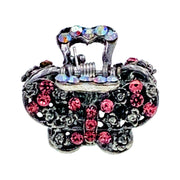 Takata SMALL Size Butterfly Metal Hair Claw Jaw Clip Rhinestone Crystal Vintage Silver Base, Hair Claw - MOGHANT