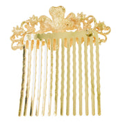 Leadwort Flower Cluster Hair Comb Swarovski Crystal gold base Amber, Hair Comb - MOGHANT