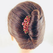 Leadwort Flower Cluster Hair Comb Swarovski Crystal gold base Rose Pink, Hair Comb - MOGHANT