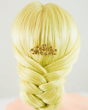 Leadwort Flower Cluster Hair Comb Swarovski Crystal gold base Light Brown, Hair Comb - MOGHANT
