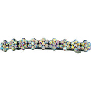 Small Daisy Bar Barrette use Swarovski Crystal black base Blue Pink Red Purple Green Gray Brown AB, Barrette - MOGHANT