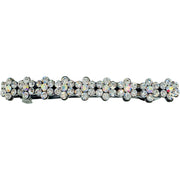 Small Daisy Bar Barrette use Swarovski Crystal black base Blue Pink Red Purple Green Gray Brown AB, Barrette - MOGHANT