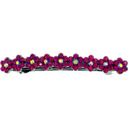 Small Daisy Bar Barrette use Swarovski Crystal black base Blue Pink Red Purple Green Gray Brown AB, Barrette - MOGHANT