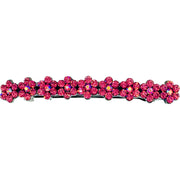 Small Daisy Bar Barrette use Swarovski Crystal black base Blue Pink Red Purple Green Gray Brown AB, Barrette - MOGHANT