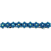 Small Daisy Bar Barrette use Swarovski Crystal black base Blue Pink Red Purple Green Gray Brown AB, Barrette - MOGHANT