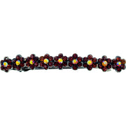 Small Daisy Bar Barrette use Swarovski Crystal black base Blue Pink Red Purple Green Gray Brown AB, Barrette - MOGHANT