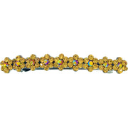 Small Daisy Bar Barrette use Swarovski Crystal black base Blue Pink Red Purple Green Gray Brown AB, Barrette - MOGHANT