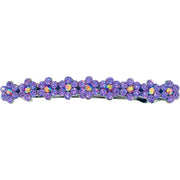 Small Daisy Bar Barrette use Swarovski Crystal black base Blue Pink Red Purple Green Gray Brown AB, Barrette - MOGHANT