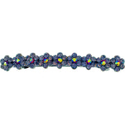 Small Daisy Bar Barrette use Swarovski Crystal black base Blue Pink Red Purple Green Gray Brown AB, Barrette - MOGHANT