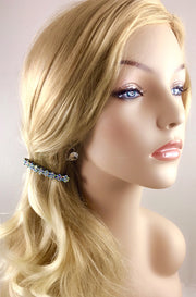 Small Daisy Bar Barrette use Swarovski Crystal black base Blue Pink Red Purple Green Gray Brown AB, Barrette - MOGHANT